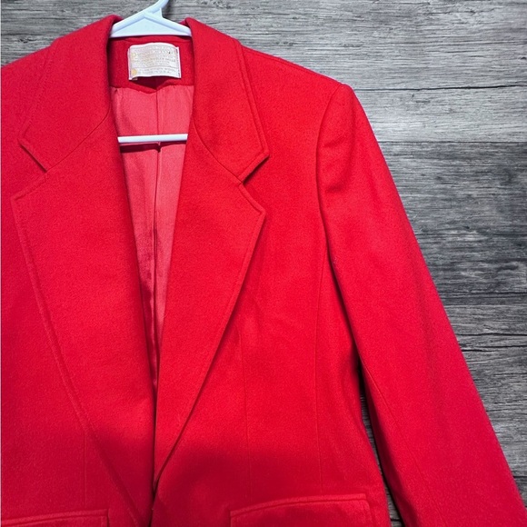 Pendleton Red Blazer Jacket with Red Blue Plaid Skirt Set 100% virgin wool - Picture 5 of 13